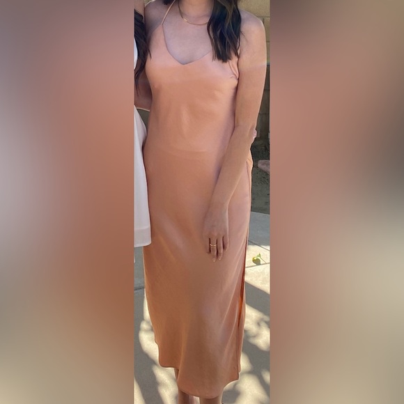 Aritzia Wilfred Spaghetti Strap Slip Dress with Slit and Cross Back - Picture 2 of 5